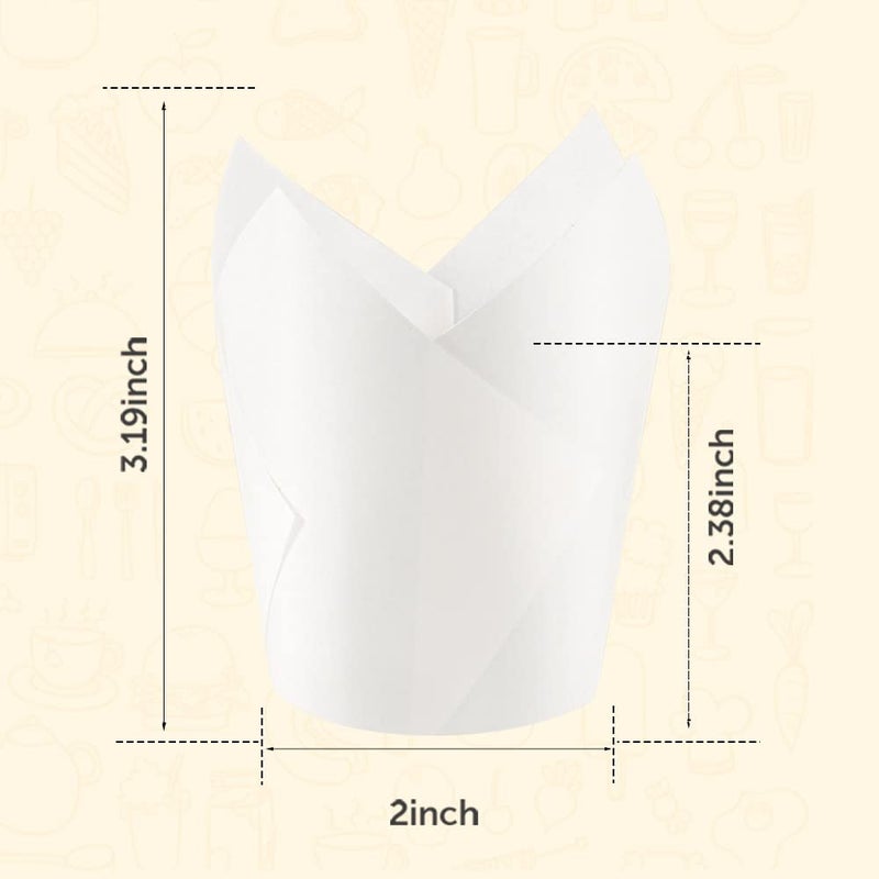 Xindtek Tulip Cupcake Liners 100-Count Muffin Cups Standard Tulip Muffin Cupcake Natural Cupcake Paper Liners for Wedding Birthday Christmas Party Baby Shower Anniversaries All Festivals - Image 5